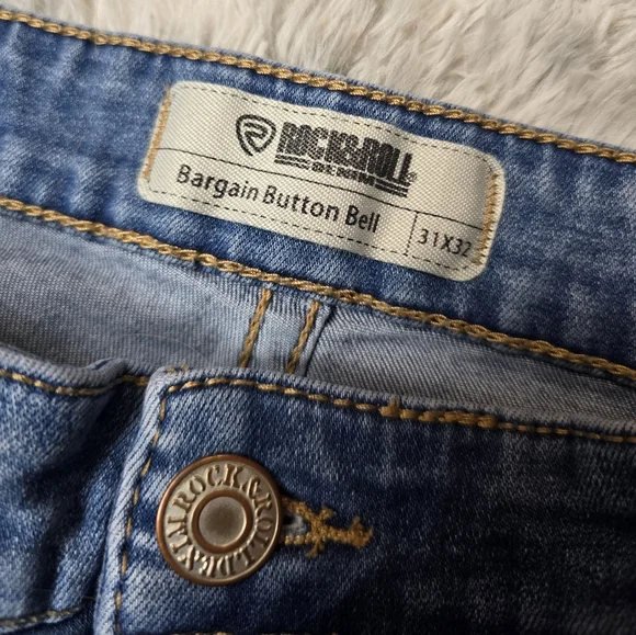 Rock And Roll Demin Blue Very Flare Bargain Button Bell Style Jeans - Picture 4 of 4